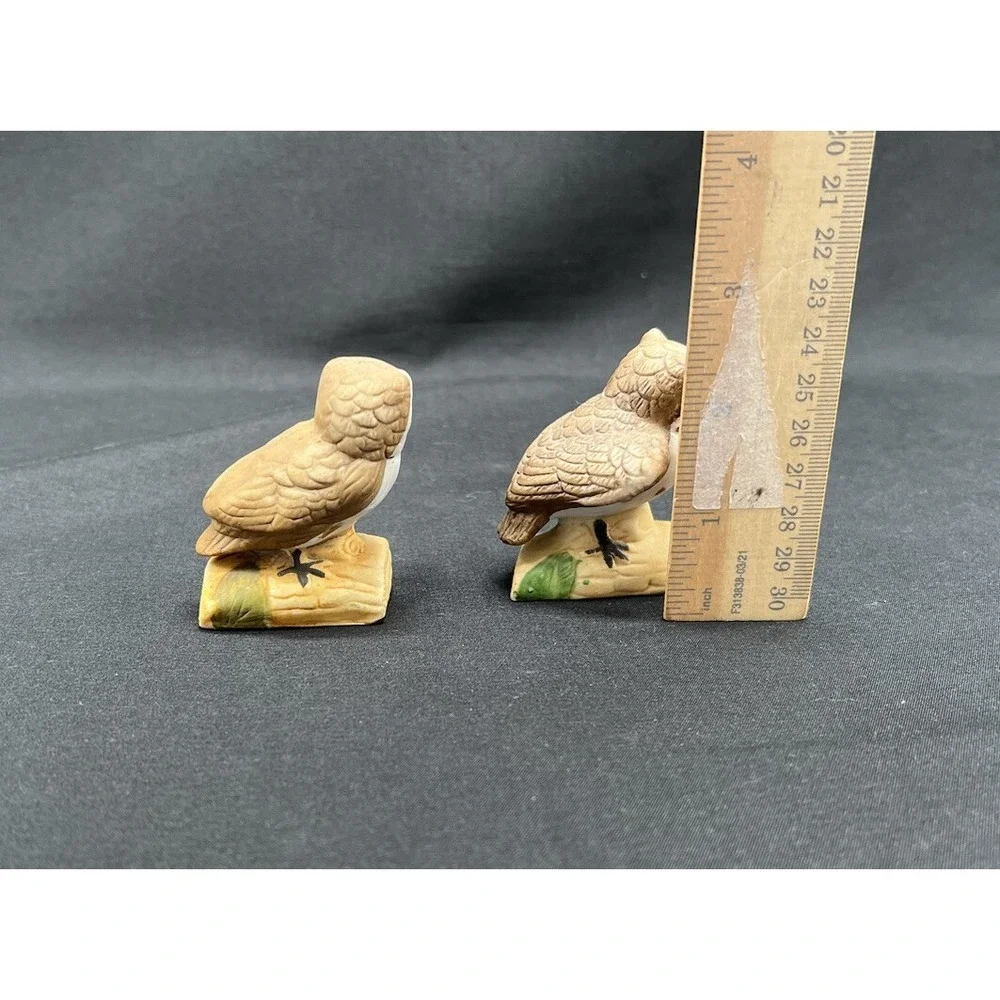 Pair Porcelain  Miniature Owls Japan 2.5
